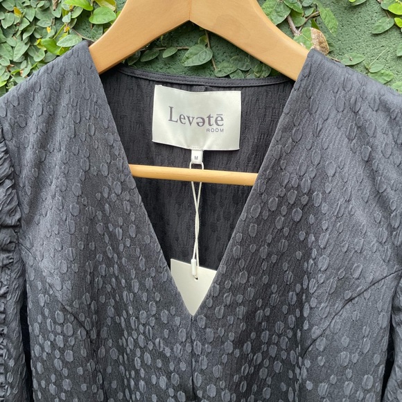 NWT | Levete Room | Black Puff Shoulder fitted Dress | Size M - Picture 8 of 13